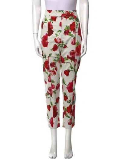 Pre-owned Carolina Herrera Floral Print Straight Leg Pants