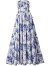 Carolina Herrera Strapless Gathered-bodice Gown In Neutrals