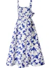 Carolina Herrera Sleeveless Scoop Neck Midi Dress With Sash In 白色