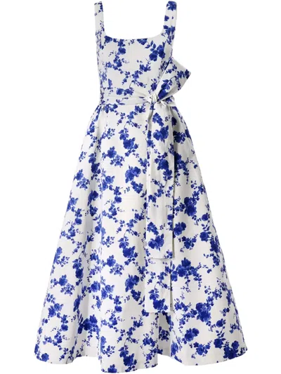 CAROLINA HERRERA FLORAL-PRINT TIED-WAIST DRESS
