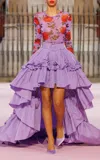 Carolina Herrera Floral Printed Mesh Top In Purple