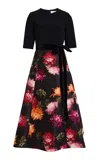 Carolina Herrera Floral-printed Midi Dress In Black