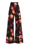Carolina Herrera Floral-printed Wide-leg Pants In Black