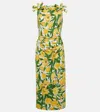 CAROLINA HERRERA FLORAL RUCHED POPLIN MIDI DRESS