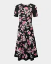 Carolina Herrera Floral Short-sleeve Fit-and-flare Dress In Multi