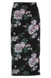 Carolina Herrera Floral-print Satin Midi Pencil Skirt In Black Multi