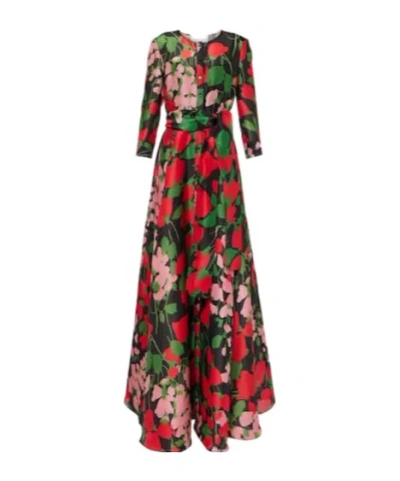 Carolina Herrera Floral Silk Gazar Gown In Multi