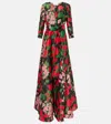 Carolina Herrera Floral-print Collarless Gown In Multicoloured