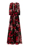 Carolina Herrera Floral-print Collarless Gown In Floral