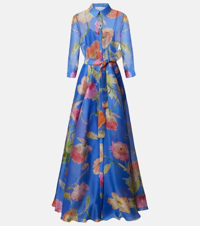Carolina Herrera Belted Trench Dress Sheer Floral Design In Multi