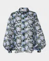 Carolina Herrera Floral Silk Puff-sleeve Button-down Shirt