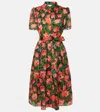 Carolina Herrera Button-down Collared Silk Midi Dress In Multicoloured