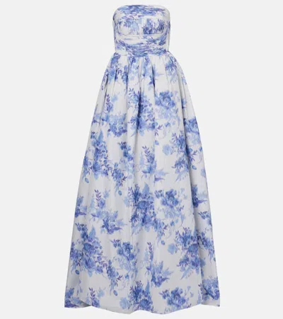 CAROLINA HERRERA FLORAL TAFFETA BUSTIER GOWN