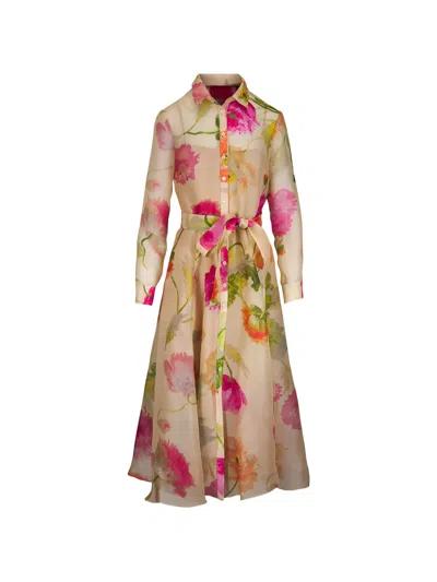 Carolina Herrera Floral Tie-waist Maxi Dress In Multi
