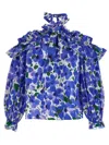 Carolina Herrera Poppy-print Halter Off-the-shoulder Top
