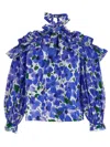 Carolina Herrera Poppy-print Halter Off-the-shoulder Top In Multicolor