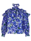 Carolina Herrera Poppy-print Halter Off-the-shoulder Top