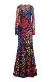 Carolina Herrera Floral Trumpet Gown In Multi