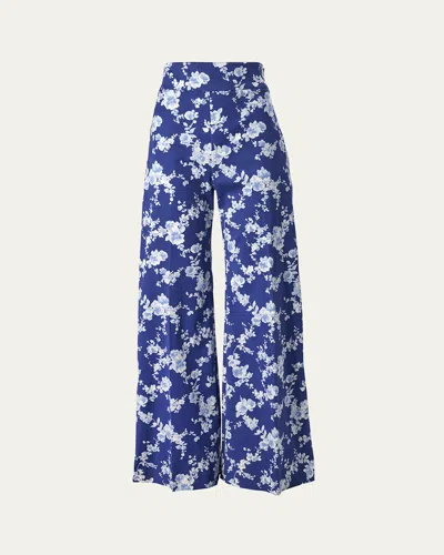 CAROLINA HERRERA FLORAL WIDE LEG PANTS