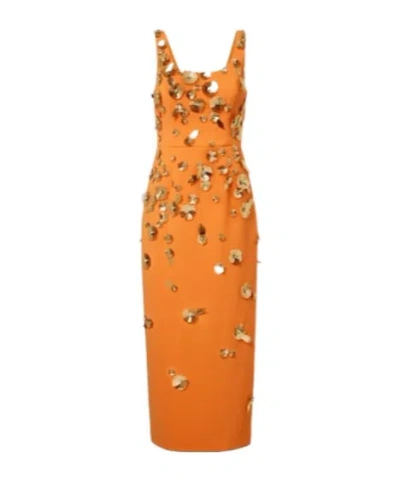Carolina Herrera Floral-appliqué Gown In Orange