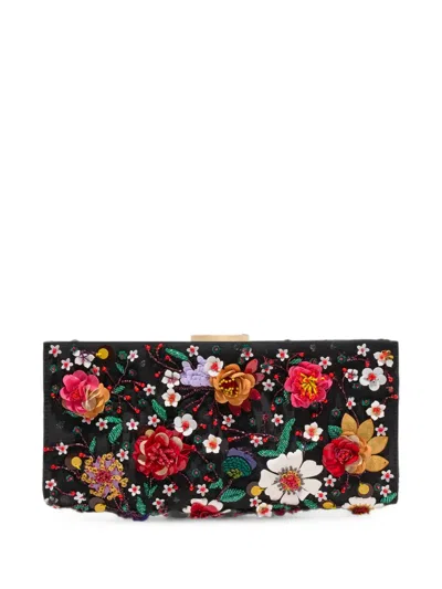 Carolina Herrera Floral-embellished Silk-faille Clutch In Multi