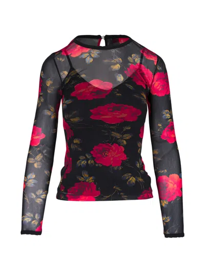 Carolina Herrera Floral-print Blouse In Black