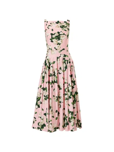 Carolina Herrera Floral-print Midi Dress In Pink