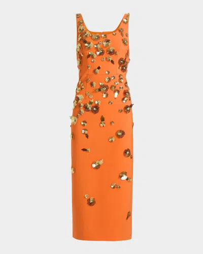 Carolina Herrera Floral Embellished Midi Dress In Multi