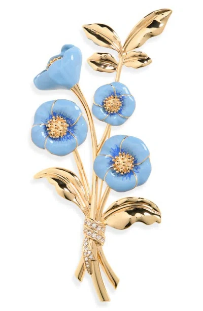 Carolina Herrera Flower Brooch In Blue
