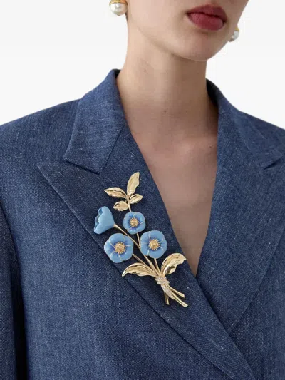 Carolina Herrera Flower Brooch In Gray