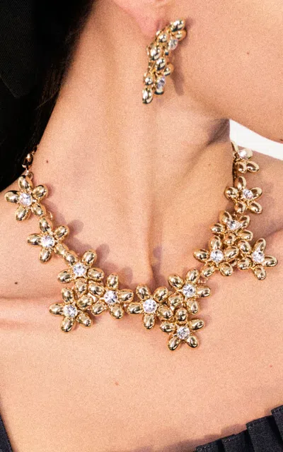 Carolina Herrera Flower Cluster Necklace In Gold