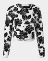 Carolina Herrera Flower Crop Cardigan In Whiteblack