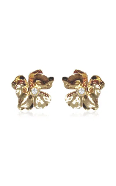 Carolina Herrera Flower Crystal Detail Stud Earrings In Gold