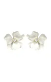 Carolina Herrera Flower Crystal Detail Stud Earrings In White