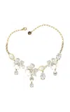 Carolina Herrera Flower Crystal Earrings Necklace In White
