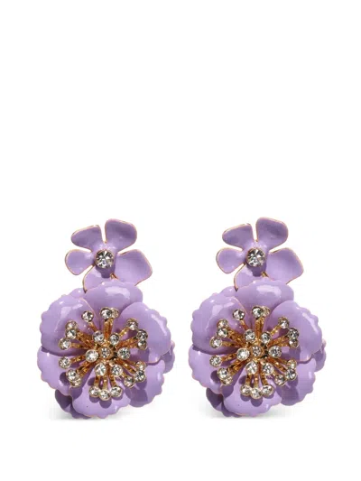 Carolina Herrera Flower Dangle Earrings In Purple