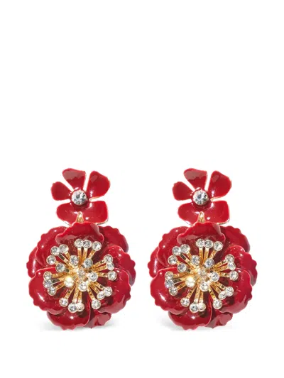 Carolina Herrera Flower Dangle Earrings In Red