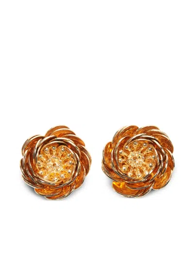 Carolina Herrera Flower Earrings In Orange