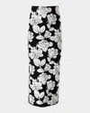 Carolina Herrera Flower Midi Pencil Skirt In Black/white