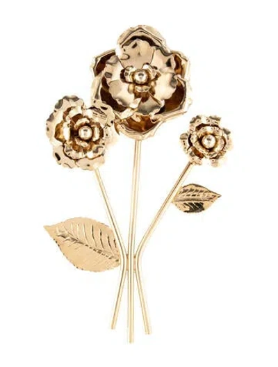 Pre-owned Carolina Herrera Flower Pin Brooch In Multi