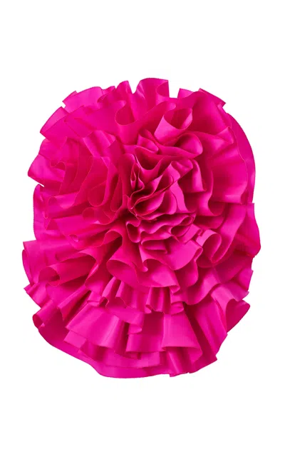 Carolina Herrera Flower-ruffled Silk Faille Mini Dress In Pink