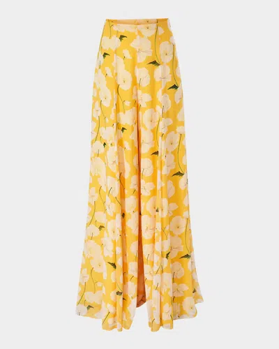 Carolina Herrera Flower Silk Wide-leg Palazzo Pants In White Multi