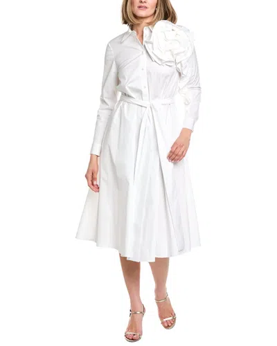 Carolina Herrera Flower Sleeve Midi Shirtdress In Multi