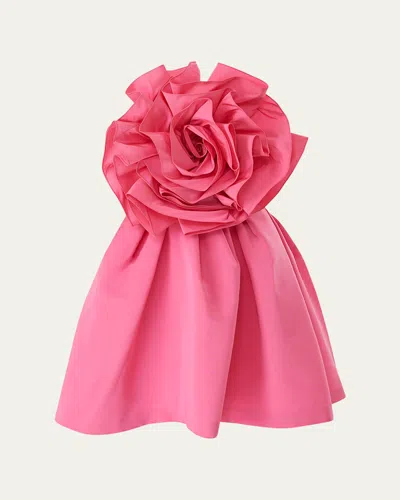 CAROLINA HERRERA FLOWER STRAPLESS MINI DRESS