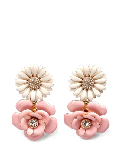 Carolina Herrera Flower-drop Earrings In Pink