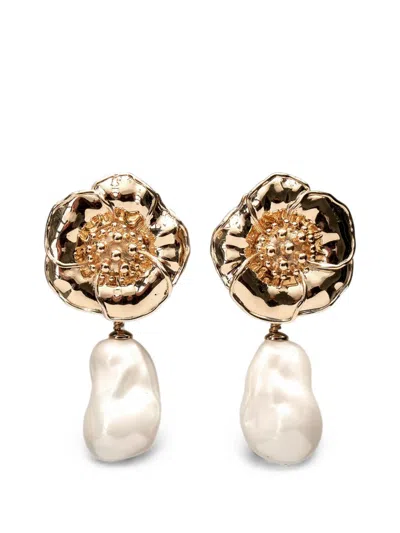 Carolina Herrera Flower-motif Earrings In Gold
