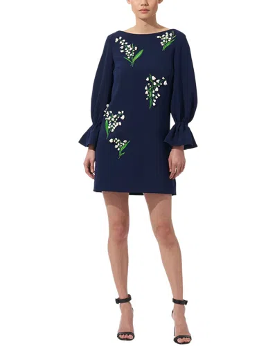 CAROLINA HERRERA FLUTTER SLEEVE SHIFT DRESS