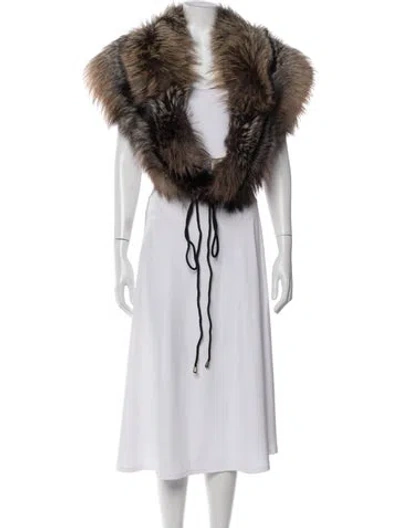 Pre-owned Carolina Herrera Fox Fur Coat In Brown