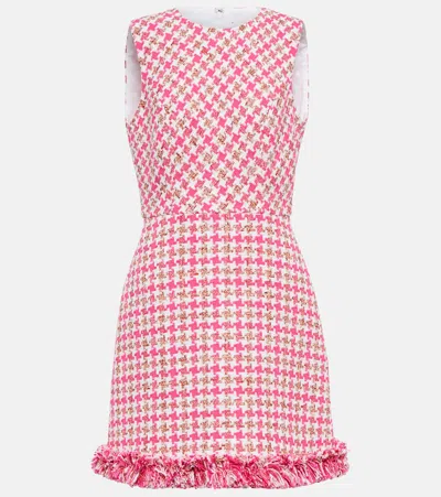 Carolina Herrera Sleeveless Tweed Minidress In Flamingo Multi