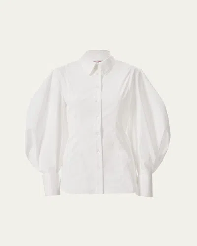 Carolina Herrera Full-sleeve Cotton Button-down Top In White